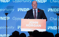 BCNDP Leader John Horgan at the party’s recent convention (NDP/facebook)