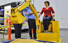 Premier Christy Clark at a recent conference, working hard to build an LNG industry for BC (Flickr CC Licence / BC Govt)